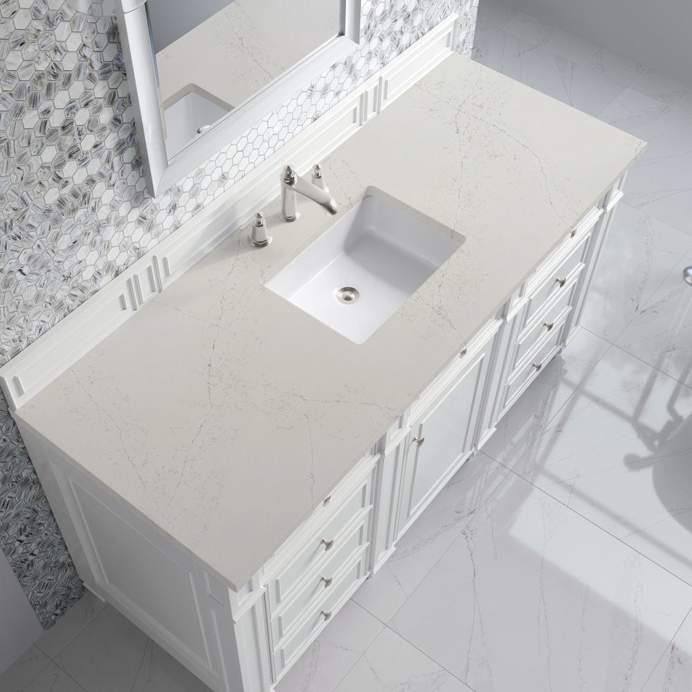 James Martin - Bristol 60" Single Vanity, Bright White, w/ 3 CM Siberian Silestone Top - 157-V60S-BW-3SFR view 5