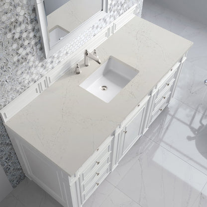 James Martin - Bristol 60" Single Vanity, Bright White, w/ 3 CM Siberian Silestone Top - 157-V60S-BW-3SFR view 5