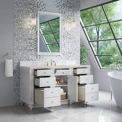 James Martin - Bristol 60" Single Vanity, Bright White, w/ 3 CM Siberian Silestone Top w/FreePower Wireless Charger - 157-V60S-BW-FSFR view 4