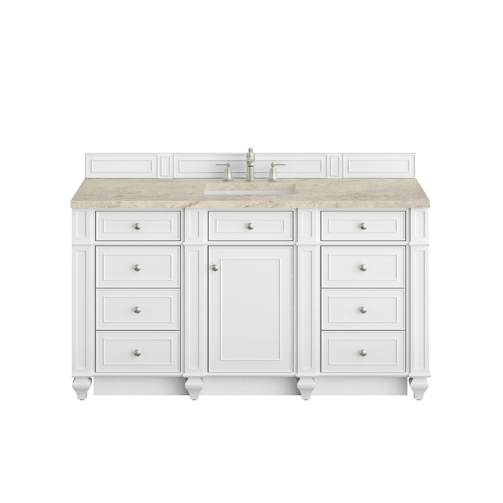 James Martin - Bristol 60" Single Vanity, Bright White, w/ 3 CM Tajnar Eclos Top - 157-V60S-BW-3TJR view 1
