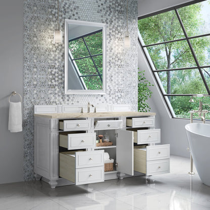 James Martin - Bristol 60" Single Vanity, Bright White, w/ 3 CM Tajnar Eclos Top - 157-V60S-BW-3TJR view 4