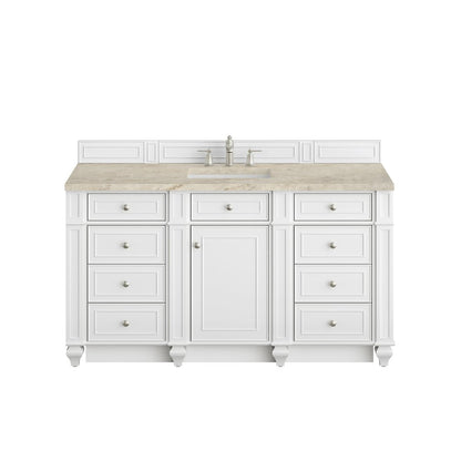 James Martin - Bristol 60" Single Vanity, Bright White, w/ 3 CM Tajnar Eclos Top w/FreePower Wireless Charger - 157-V60S-BW-FTJR view 1