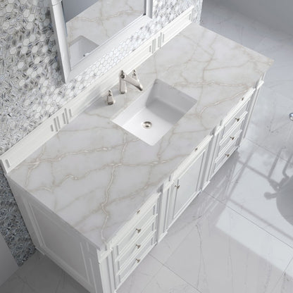 James Martin - Bristol 60" Single Vanity, Bright White w/ 3 CM Victorian Silver Silestone Top - 157-V60S-BW-3VSL view 5