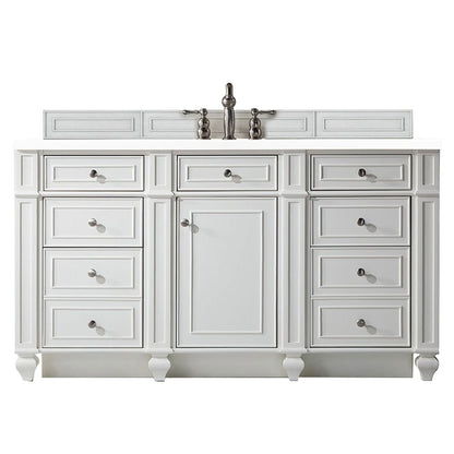 James Martin - Bristol 60" Single Vanity, Bright White w/ 3 CM White Zeus Silestone Top - 157-V60S-BW-3WZ view 1