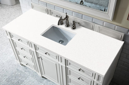 James Martin - Bristol 60" Single Vanity, Bright White w/ 3 CM White Zeus Silestone Top - 157-V60S-BW-3WZ view 2