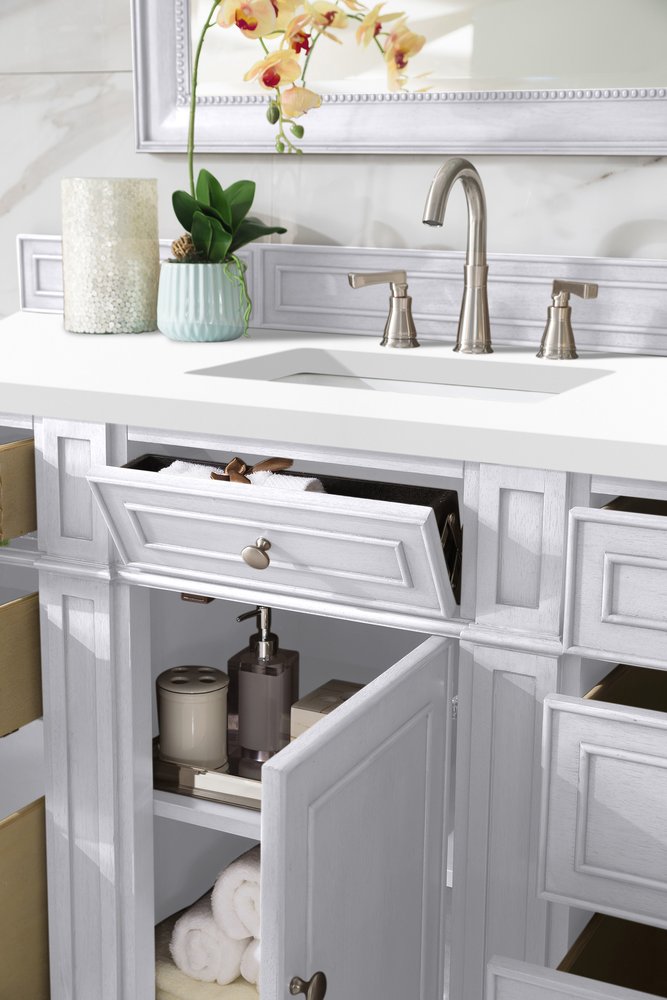 James Martin - Bristol 60" Single Vanity, Bright White w/ 3 CM White Zeus Silestone Top - 157-V60S-BW-3WZ view 3