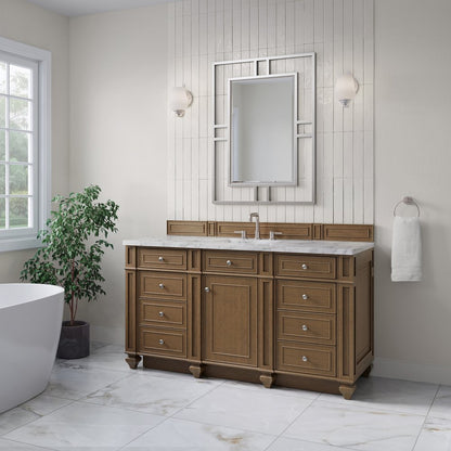 James Martin - Bristol 60" Single Vanity, Saddle Brown w/ 3 CM Carrara Marble Top - 157-V60S-SBR-3CAR view 3