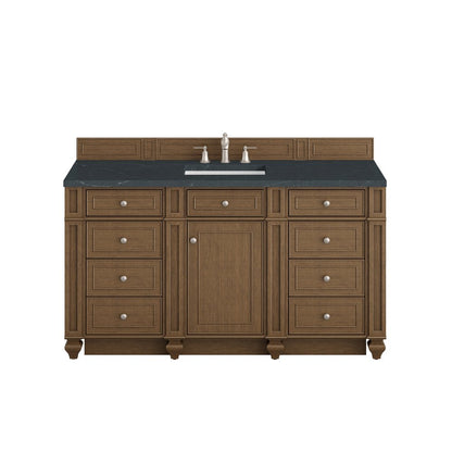 James Martin - Bristol 60" Single Vanity, Saddle Brown w/ 3 CM Charcoal Soapstone Silestone Top - 157-V60S-SBR-3CSP view 1