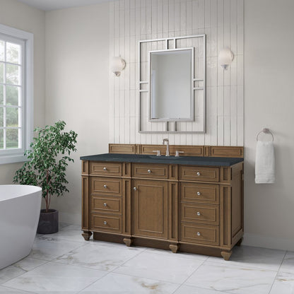 James Martin - Bristol 60" Single Vanity, Saddle Brown w/ 3 CM Charcoal Soapstone Silestone Top - 157-V60S-SBR-3CSP view 3