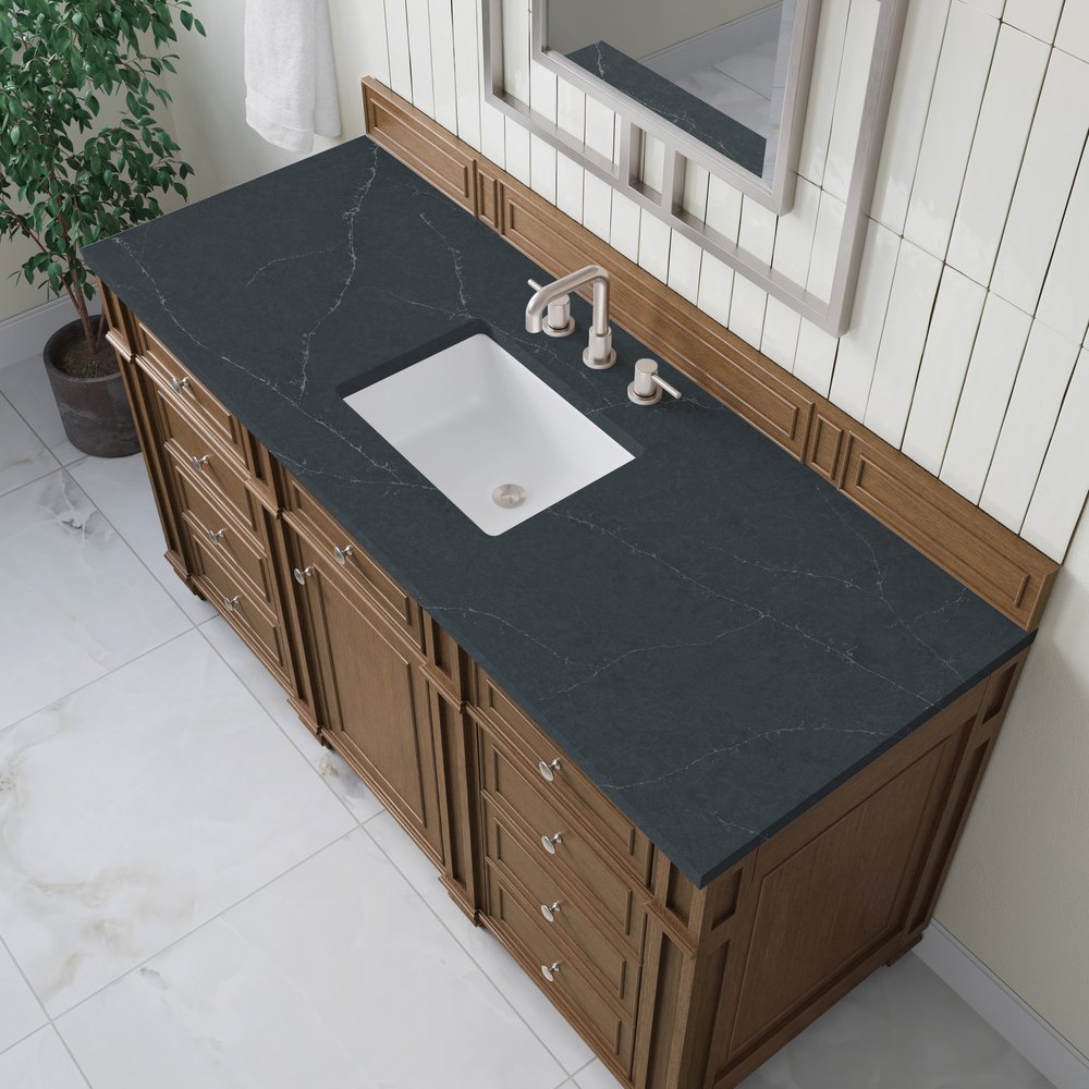 James Martin - Bristol 60" Single Vanity, Saddle Brown w/ 3 CM Charcoal Soapstone Silestone Top - 157-V60S-SBR-3CSP view 5