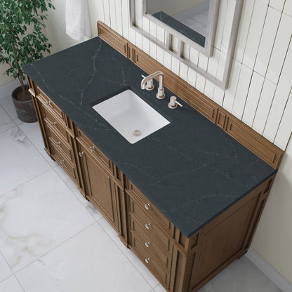 James Martin - Bristol 60" Single Vanity, Saddle Brown w/ 3 CM Charcoal Soapstone Silestone Top - 157-V60S-SBR-3CSP view 5