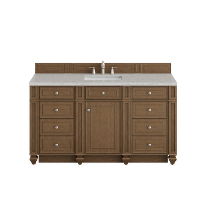 James Martin - Bristol 60" Single Vanity, Saddle Brown w/ 3 CM Eternal Jasmine Pearl Silestone Top - 157-V60S-SBR-3EJP view 1