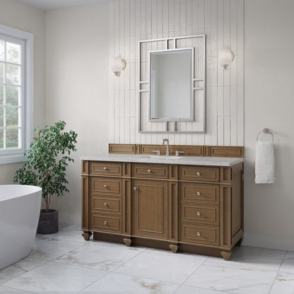 James Martin - Bristol 60" Single Vanity, Saddle Brown w/ 3 CM Eternal Jasmine Pearl Silestone Top - 157-V60S-SBR-3EJP view 3