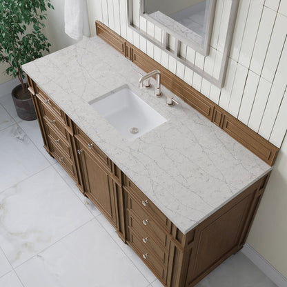James Martin - Bristol 60" Single Vanity, Saddle Brown w/ 3 CM Eternal Jasmine Pearl Silestone Top - 157-V60S-SBR-3EJP view 5