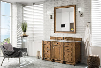 James Martin - Bristol 60" Single Vanity, Saddle Brown w/ 3 CM Eternal Jasmine Pearl Silestone Top w/FreePower Wireless Charger - 157-V60S-SBR-FEJP view 4