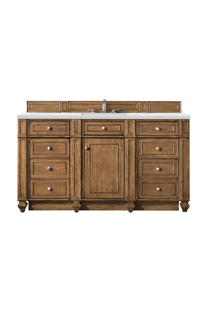 James Martin - Bristol 60" Single Vanity, Saddle Brown w/ 3 CM Ethereal Noctis Silestone Top w/FreePower Wireless Charger - 157-V60S-SBR-FENC view 1