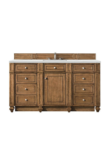 James Martin - Bristol 60" Single Vanity, Saddle Brown w/ 3 CM Ethereal Noctis Silestone Top w/FreePower Wireless Charger - 157-V60S-SBR-FENC view 1