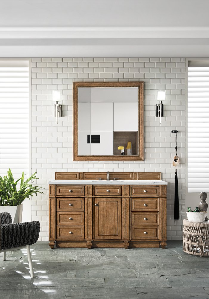 James Martin - Bristol 60" Single Vanity, Saddle Brown w/ 3 CM Ethereal Noctis Silestone Top w/FreePower Wireless Charger - 157-V60S-SBR-FENC view 3