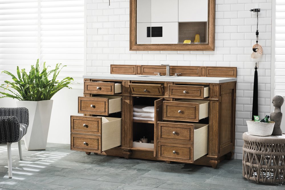 James Martin - Bristol 60" Single Vanity, Saddle Brown w/ 3 CM Ethereal Noctis Silestone Top w/FreePower Wireless Charger - 157-V60S-SBR-FENC view 5