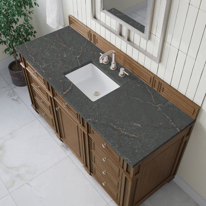 James Martin - Bristol 60" Single Vanity, Saddle Brown w/ 3 CM Parisien Bleu Silestone Top - 157-V60S-SBR-3PBL view 5