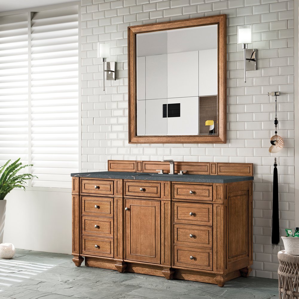 James Martin - Bristol 60" Single Vanity, Saddle Brown w/ 3 CM Parisien Bleu Silestone Top w/FreePower Wireless Charger - 157-V60S-SBR-FPBL view 4