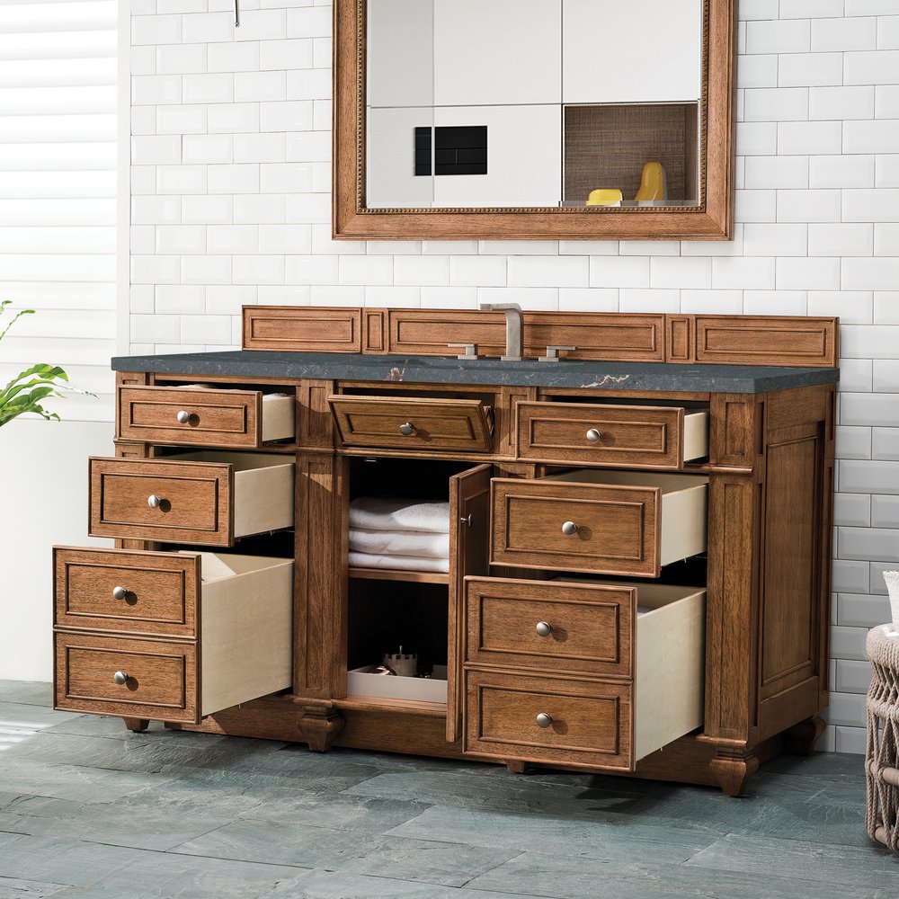James Martin - Bristol 60" Single Vanity, Saddle Brown w/ 3 CM Parisien Bleu Silestone Top w/FreePower Wireless Charger - 157-V60S-SBR-FPBL view 5