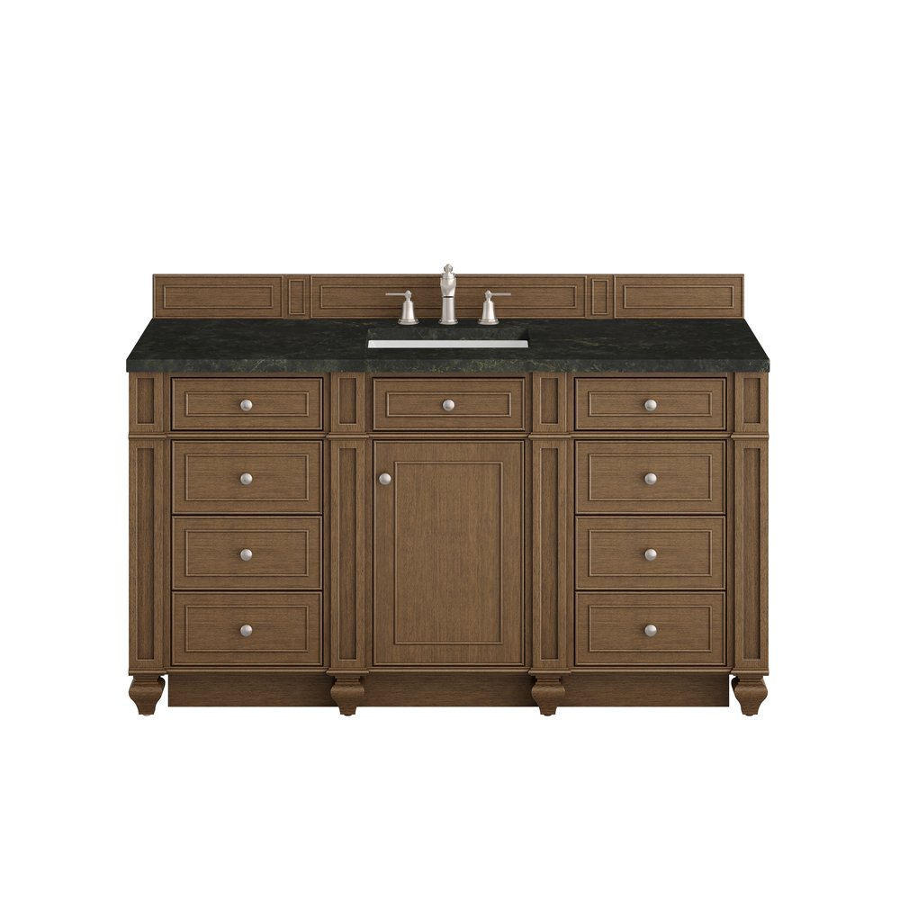 James Martin - Bristol 60" Single Vanity, Saddle Brown, w/ 3 CM Phantome Eclos Top - 157-V60S-SBR-3PHT view 1