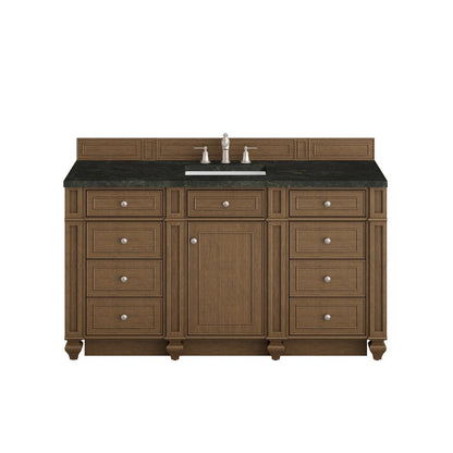 James Martin - Bristol 60" Single Vanity, Saddle Brown, w/ 3 CM Phantome Eclos Top - 157-V60S-SBR-3PHT view 1