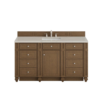 James Martin - Bristol 60" Single Vanity, Saddle Brown, w/ 3 CM Siberian Silestone Top - 157-V60S-SBR-3SFR view 1