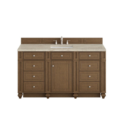 James Martin - Bristol 60" Single Vanity, Saddle Brown, w/ 3 CM Tajnar Eclos Top - 157-V60S-SBR-3TJR view 1