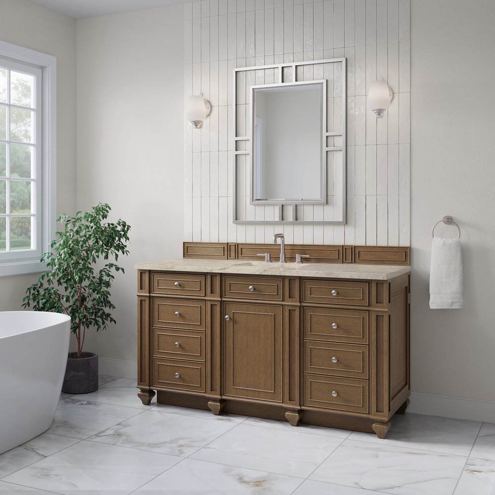 James Martin - Bristol 60" Single Vanity, Saddle Brown, w/ 3 CM Tajnar Eclos Top - 157-V60S-SBR-3TJR view 3