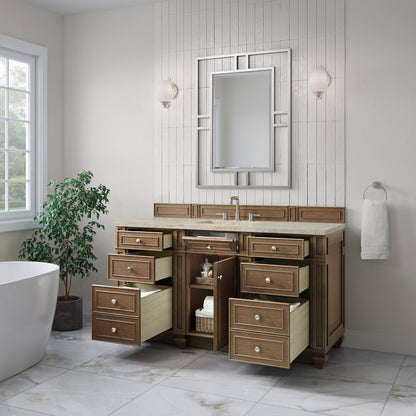 James Martin - Bristol 60" Single Vanity, Saddle Brown, w/ 3 CM Tajnar Eclos Top - 157-V60S-SBR-3TJR view 4