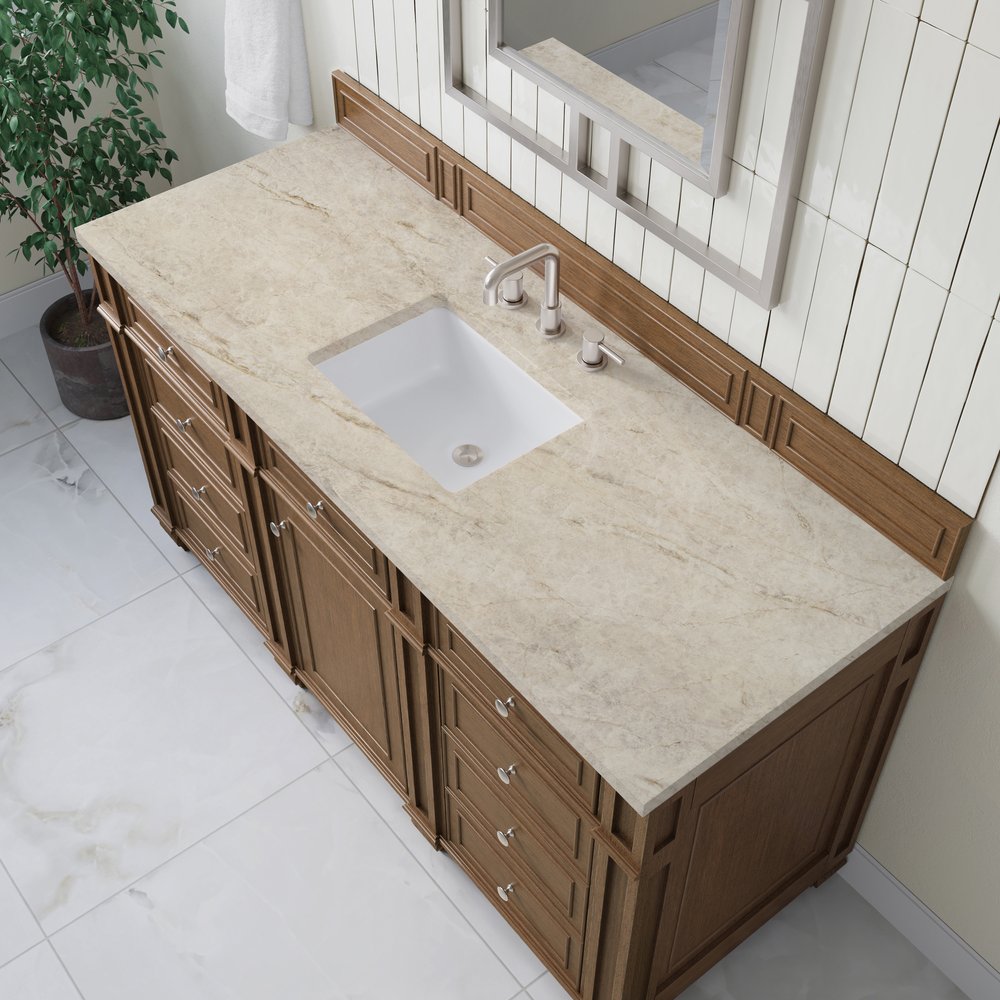 James Martin - Bristol 60" Single Vanity, Saddle Brown, w/ 3 CM Tajnar Eclos Top - 157-V60S-SBR-3TJR view 5