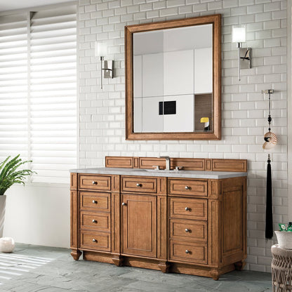 James Martin - Bristol 60" Single Vanity, Saddle Brown w/ 3 CM Victorian Silver Silestone Top w/FreePower Wireless Charger - 157-V60S-SBR-FVSL view 4