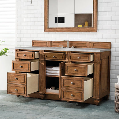 James Martin - Bristol 60" Single Vanity, Saddle Brown w/ 3 CM Victorian Silver Silestone Top w/FreePower Wireless Charger - 157-V60S-SBR-FVSL view 5