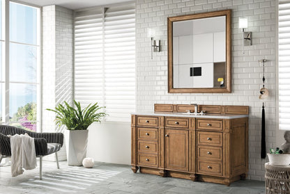 James Martin - Bristol 60" Single Vanity, Saddle Brown w/ 3 CM White Zeus Silestone Top - 157-V60S-SBR-3WZ view 3