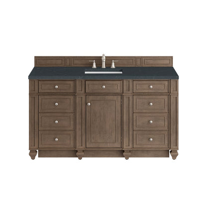 James Martin - Bristol 60" Single Vanity, Whitewashed Walnut w/ 3 CM Charcoal Soapstone Silestone Top - 157-V60S-WW-3CSP view 1