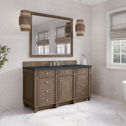 James Martin - Bristol 60" Single Vanity, Whitewashed Walnut w/ 3 CM Charcoal Soapstone Silestone Top - 157-V60S-WW-3CSP view 3