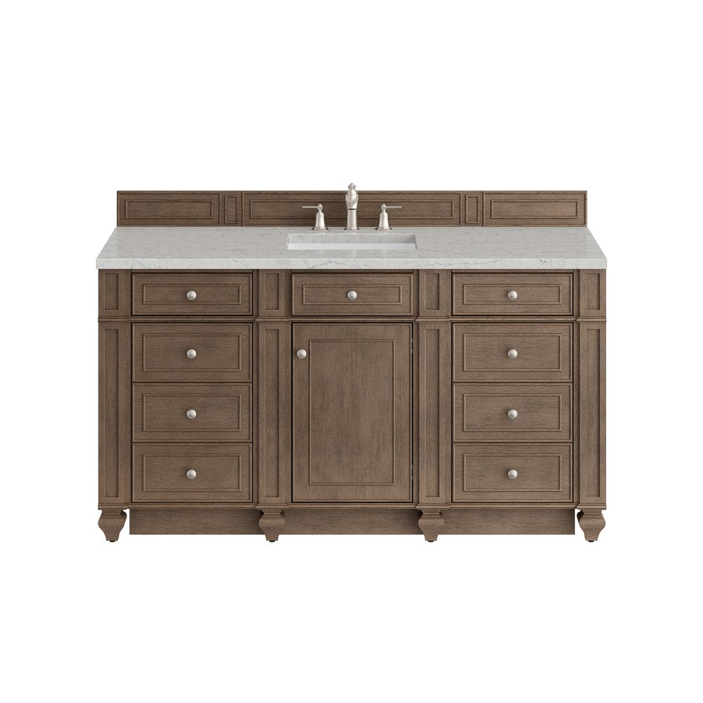 James Martin - Bristol 60" Single Vanity, Whitewashed Walnut w/ 3 CM Eternal Jasmine Pearl Silestone Top - 157-V60S-WW-3EJP view 1