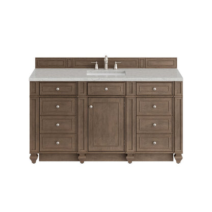 James Martin - Bristol 60" Single Vanity, Whitewashed Walnut w/ 3 CM Eternal Jasmine Pearl Silestone Top - 157-V60S-WW-3EJP view 1