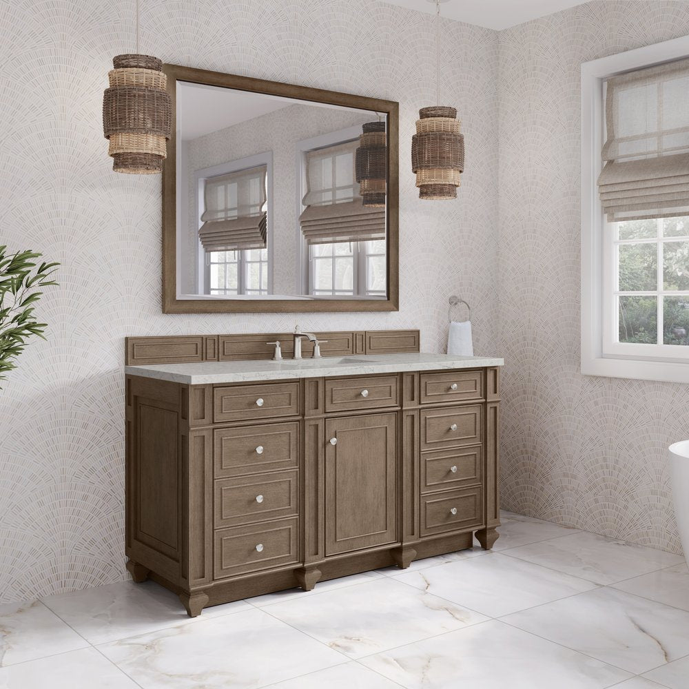 James Martin - Bristol 60" Single Vanity, Whitewashed Walnut w/ 3 CM Eternal Jasmine Pearl Silestone Top - 157-V60S-WW-3EJP view 3