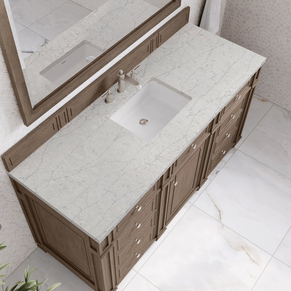 James Martin - Bristol 60" Single Vanity, Whitewashed Walnut w/ 3 CM Eternal Jasmine Pearl Silestone Top - 157-V60S-WW-3EJP view 5