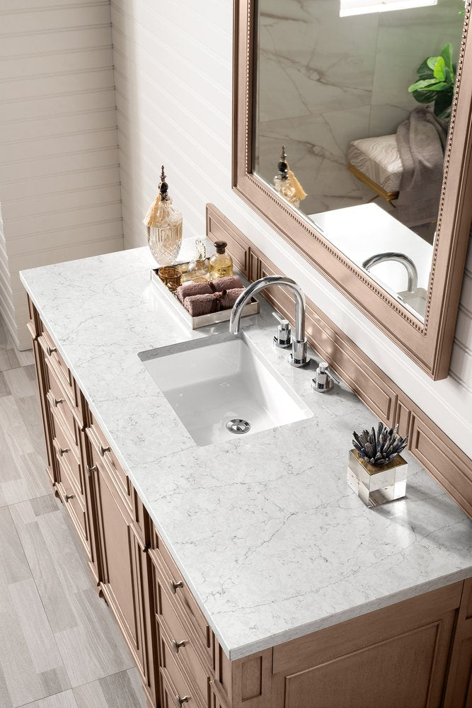 James Martin - Bristol 60" Single Vanity, Whitewashed Walnut w/ 3 CM Eternal Jasmine Pearl Silestone Top w/FreePower Wireless Charger - 157-V60S-WW-FEJP view 4