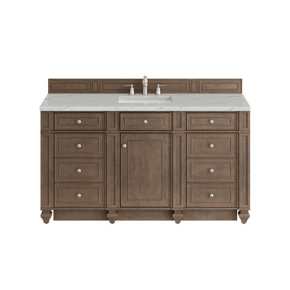 James Martin - Bristol 60" Single Vanity, Whitewashed Walnut w/ 3 CM Ethereal Noctis Silestone Top - 157-V60S-WW-3ENC view 1
