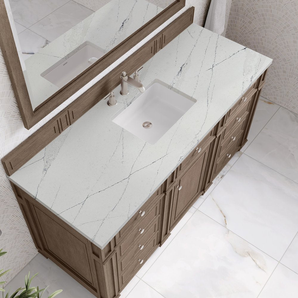 James Martin - Bristol 60" Single Vanity, Whitewashed Walnut w/ 3 CM Ethereal Noctis Silestone Top - 157-V60S-WW-3ENC view 5