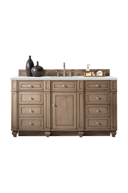 James Martin - Bristol 60" Single Vanity, Whitewashed Walnut w/ 3 CM Ethereal Noctis Silestone Top w/FreePower Wireless Charger - 157-V60S-WW-FENC view 1