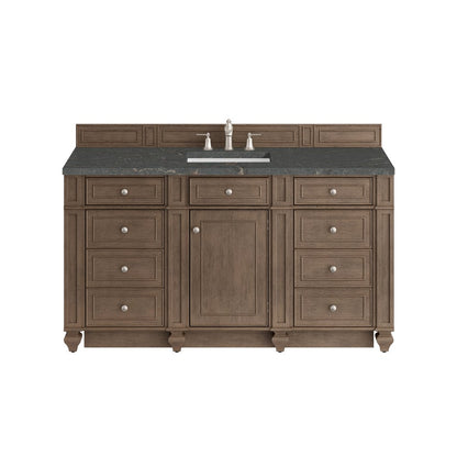 James Martin - Bristol 60" Single Vanity, Whitewashed Walnut w/ 3 CM Parisien Bleu Silestone Top - 157-V60S-WW-3PBL view 1