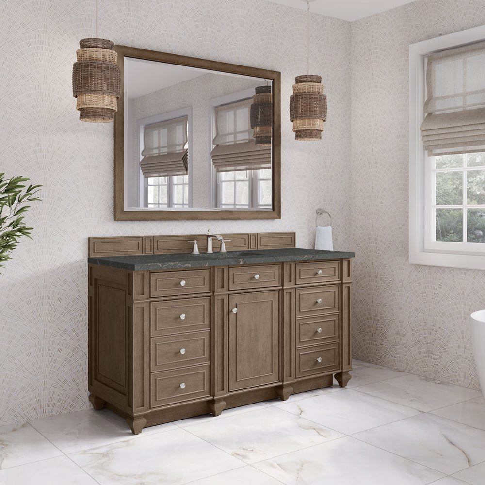 James Martin - Bristol 60" Single Vanity, Whitewashed Walnut w/ 3 CM Parisien Bleu Silestone Top - 157-V60S-WW-3PBL view 3