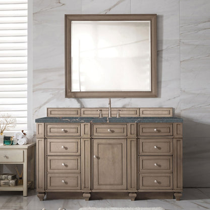 James Martin - Bristol 60" Single Vanity, Whitewashed Walnut w/ 3 CM Parisien Bleu Silestone Top w/FreePower Wireless Charger - 157-V60S-WW-FPBL view 3