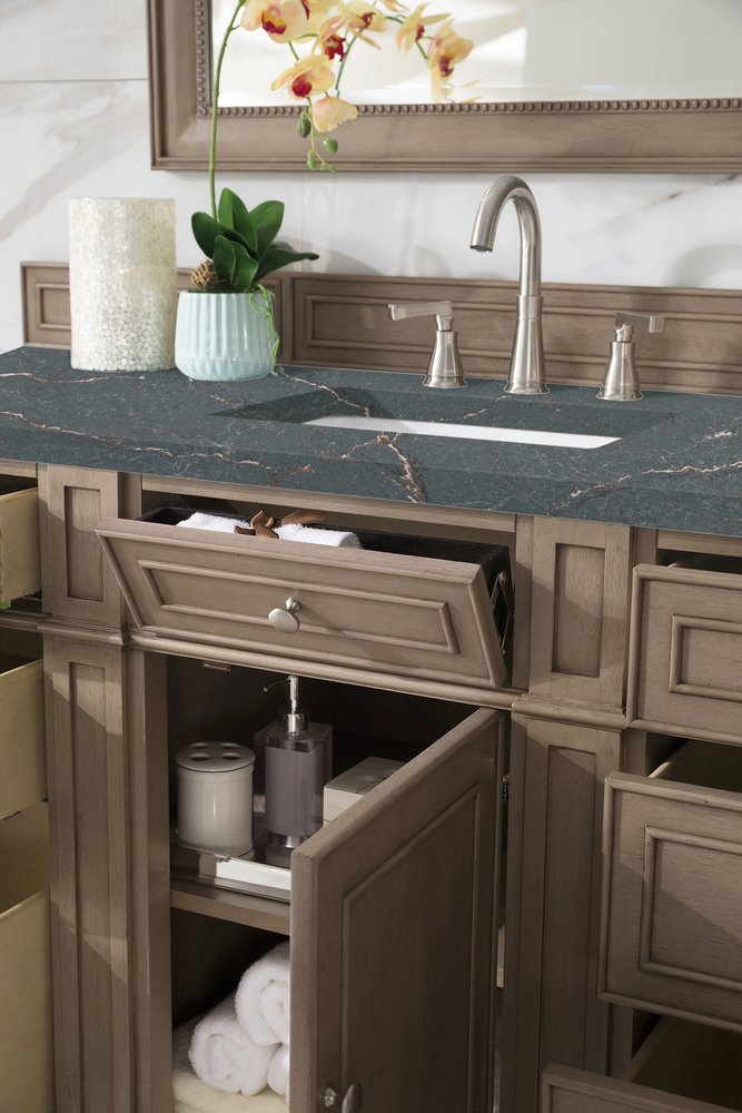 James Martin - Bristol 60" Single Vanity, Whitewashed Walnut w/ 3 CM Parisien Bleu Silestone Top w/FreePower Wireless Charger - 157-V60S-WW-FPBL view 4